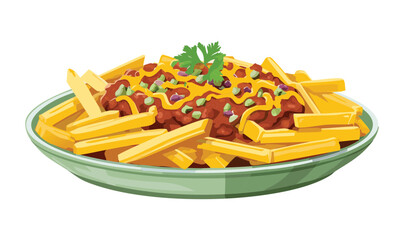 Chili Cheese Potato Fries - Vector Illustration
