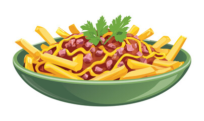 Chili Stick Cheese Fries - Vector Illustration