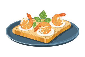Prawn Toast Plater - Vector Illustration
