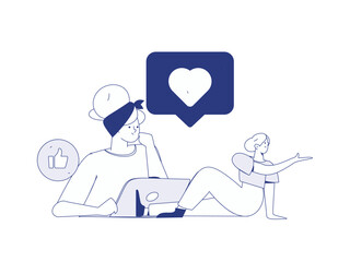 Flat vector illustration of business people operating work scene
