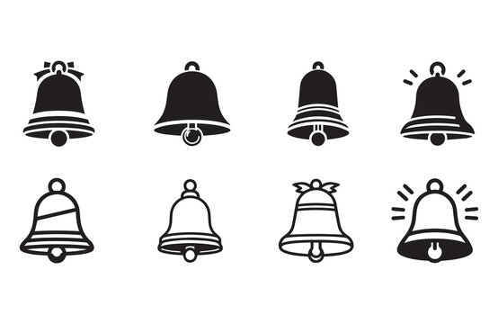 set of bell icon vector on white background