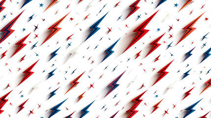 Obraz premium Dynamic Red White Blue Lightning Bolt Pattern Design Bold Graphic Energy Power Abstract Background Texture Illustration with sharp angles and vibrant color palette