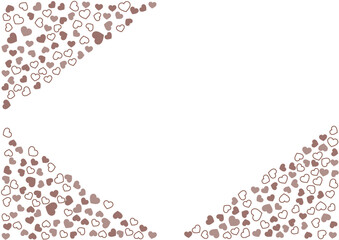 ハート柄の背景 茶系の3色 フチと単色 ハート