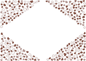 ハート柄の背景 茶系の3色 フチと単色 ハート
