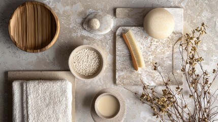 Minimal baking essentials arranged on light surface