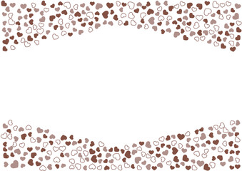 ハート柄の背景 茶系の3色 フチと単色 ハート