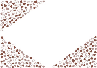 ハート柄の背景 茶系の3色 フチと単色 ハート