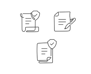 Certified Agreement Monoline Icon Set. Legal Documents, Signature Forms, and Verified Contracts in Minimal Line Style