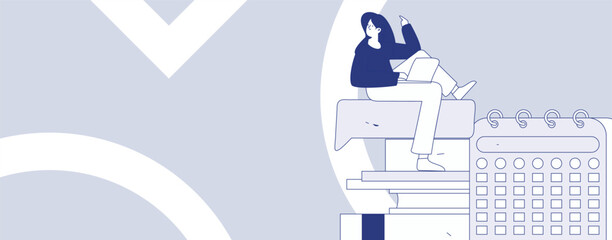 Flat vector illustration of business people operating work scene
