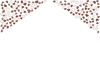 ハート柄の背景 茶系の3色 フチと単色 ハート