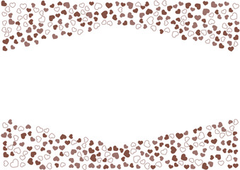 ハート柄の背景 茶系の3色 フチと単色 ハート