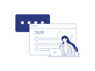 Flat vector illustration of business people operating work scene
