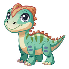 Fototapeta premium baby pachycephalosaurus with oversized head, cartoon dinosaur vector, friendly expression, flat design, pastel tones