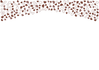 ハート柄の背景 茶系の3色 フチと単色 ハート