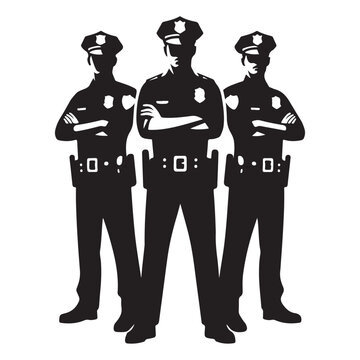 three black police officers standing clip art preview