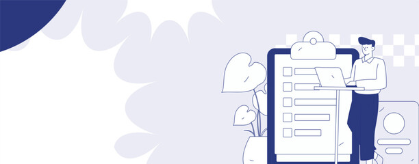 Flat vector illustration of business people operating work scene
