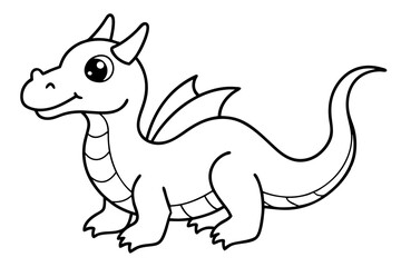 Fototapeta premium coloring page outline of cute dragon white