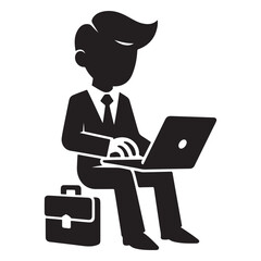 Businessman with Laptop Silhouette Vector Icon for Professional Use