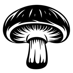 Monochrome illustration of a mushroom with intricate details and unique shading