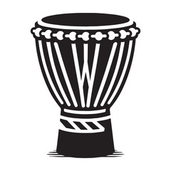 Deep-toned Djembe silhouette, heart of African percussion – Djembe illustration – Minimalist Djembe vector – Musical instrument silhouette

