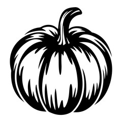 Stylized Black and White Pumpkin Illustration for Fall and Halloween Themes
