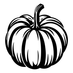 Bold Black and White Pumpkin Illustration for Fall and Halloween Imagery