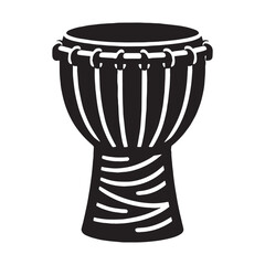Dynamic Djembe silhouette, soul of West African rhythm – Djembe illustration – Minimalist Djembe vector – Musical instrument silhouette

