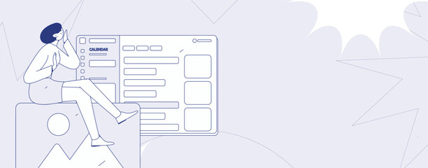 Flat vector illustration of business people operating work scene
