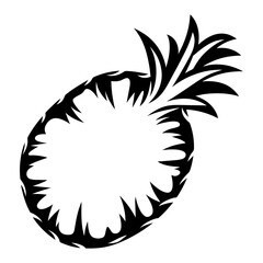 Stylized pineapple fruit in black and white with an empty center
