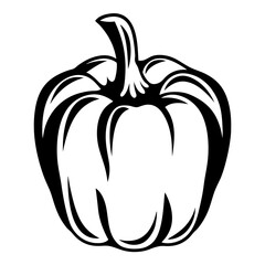 Stylized Black and White Pumpkin Illustration for Autumn and Halloween Themes