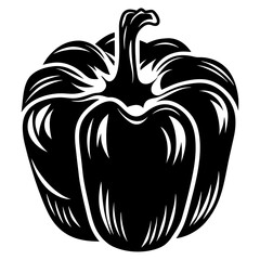 Monochrome bell pepper vector illustration with creative line art design isolated