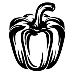 Monochrome pepper illustration with a stylized and bold graphic design style