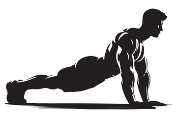 Fitness Push Up Exercise Training Silhouette Bodybuilder Illustration Art