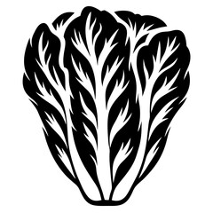 Obraz premium Stylized Black and White Bok Choy Illustration for Culinary Use