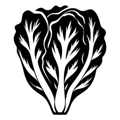 Stylized Lettuce Head Illustration with Bold Black and White Contrast Design