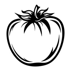 Stylized Black and White Tomato Illustration Perfect for Simple Designs