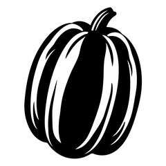 Bold black and white illustration of a classic fall pumpkin shape