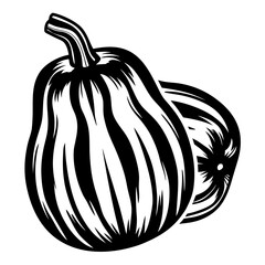 Stylized Black and White Image of Two Squashes or Gourds Together