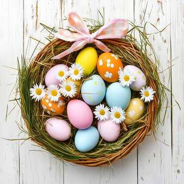 easter eggs in a basket