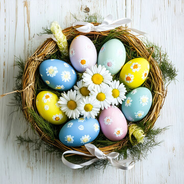 easter eggs in a basket