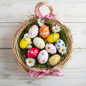 easter eggs in a basket