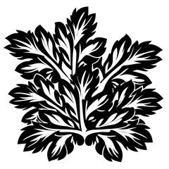 Stylized leaf pattern in black and white suitable for design projects