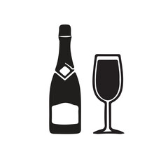 Elegant Champagne Bottle on a Festive Table, Bubbly Drink for Celebration, Toast, and Luxury Party