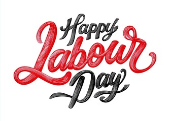 Happy Labour Day calligraphy hand lettering on white background. Holiday in Canada typography poster