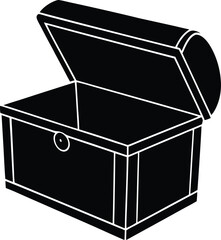 open wooden box isolated on white