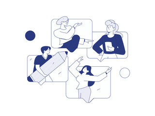 Flat vector illustration of business people operating work scene
