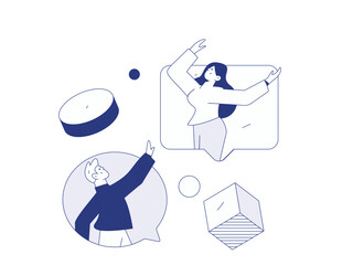 Flat vector illustration of business people operating work scene
