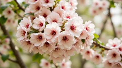 Obraz premium A close up photo capturing a cluster of Cherry blossoms in full bloom