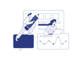 Flat vector illustration of business people operating work scene
