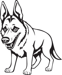 Black and White German Shepherd Vector Illustration
